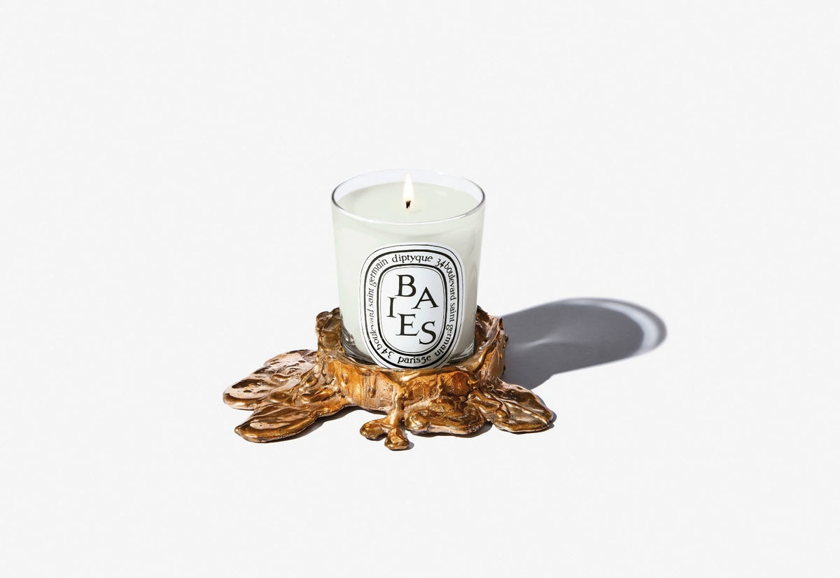 Small gold bronze candle holder - For classic candles