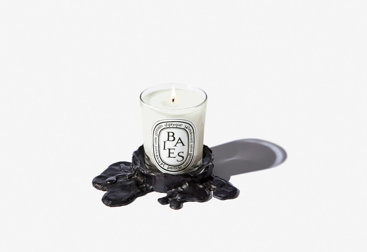 Small black bronze candle holder - For classic candles