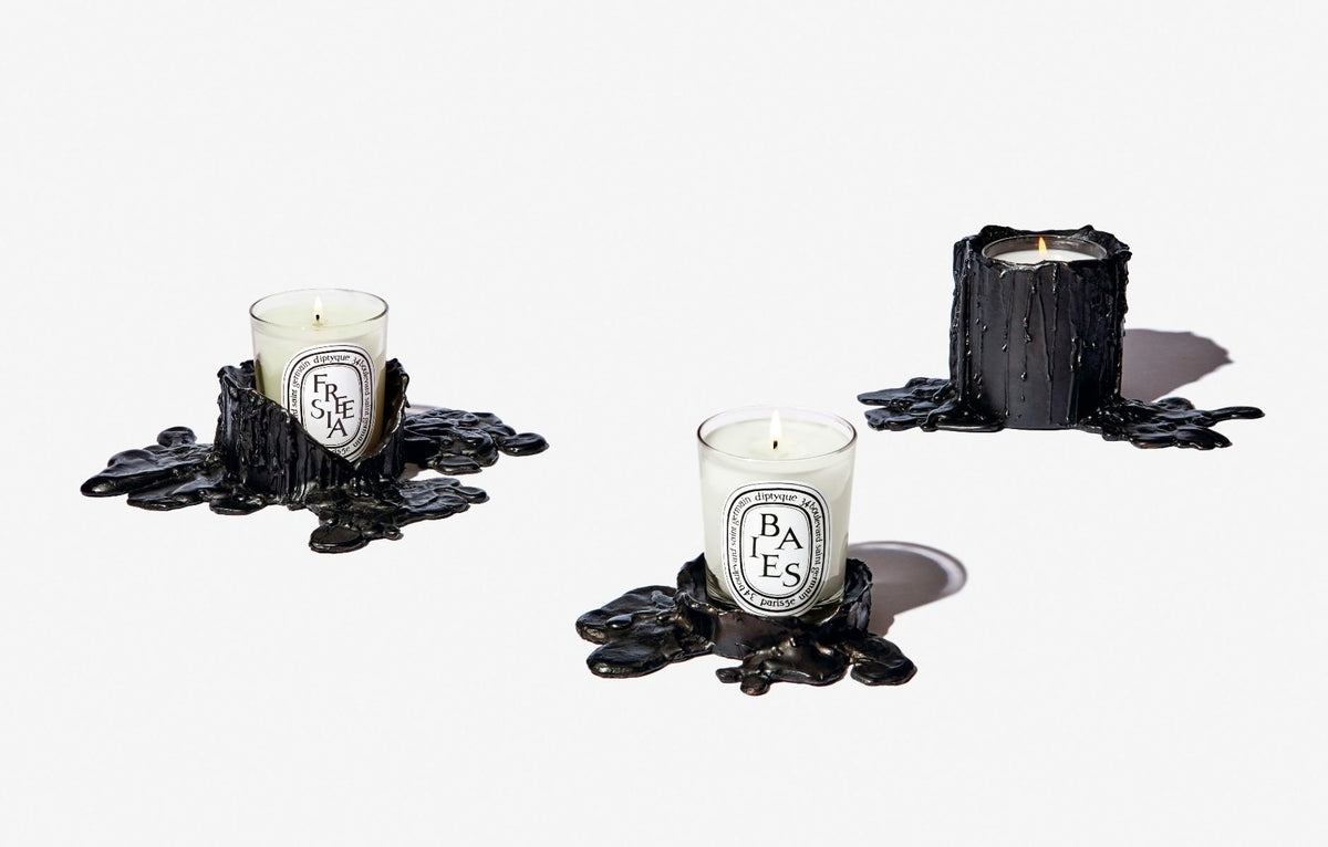 Large black bronze candle holder - For classic candles